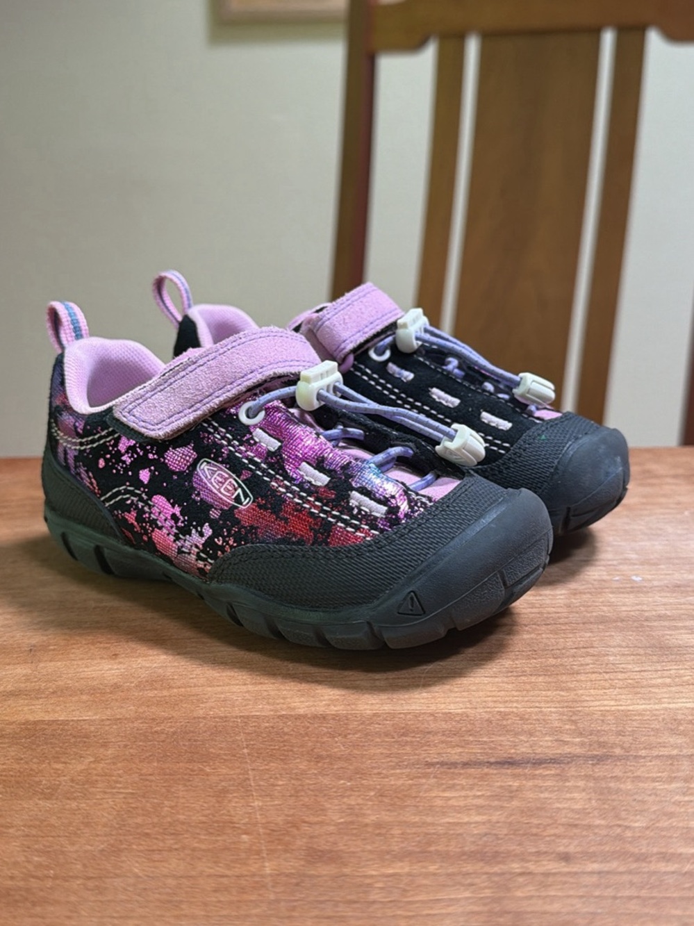 Keen Kids Black Shoe with Pink Splash Accent